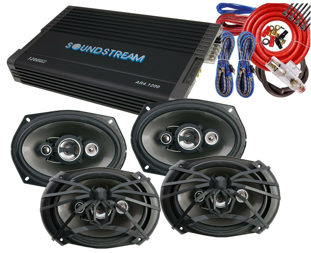 4x Soundstream AF.694 6x9" Speakers + Soundstream AR4.1200 Amplifier + Amp Kit - Sellabi