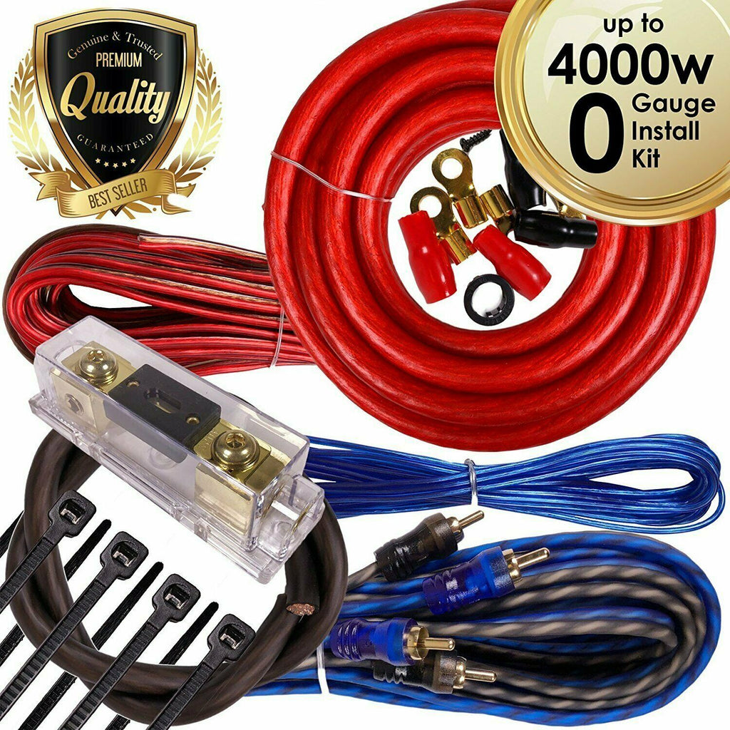 Complete 4000W 0 Gauge Car Amplifier Installation Wiring Kit Amp PK1 0 Ga Red - Sellabi