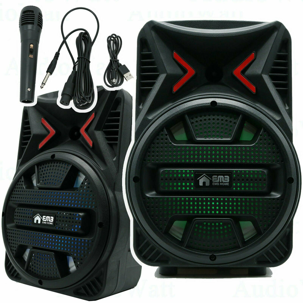 8"  600 Watts Portable Powered DJ Speaker Only Work w/ iPhone Bluetooth AUX USB - Sellabi