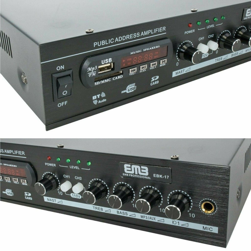 EMB EBK17 500 Watt Home PA Stereo Amplifier w/, SD, USB, MIC, Remote Work w/ BT - Sellabi