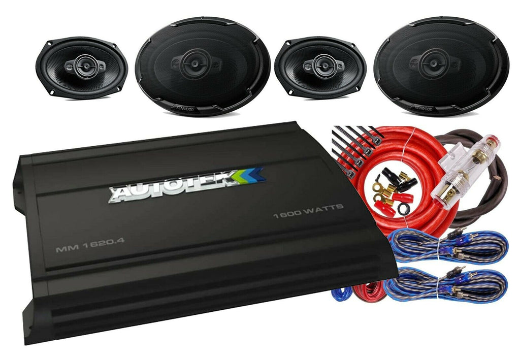 Autotek MM1620.4 1600W Amp +4x Kenwood KFC-PS6986 6x9" Speakers + 4 Ch Amp Kit - Sellabi