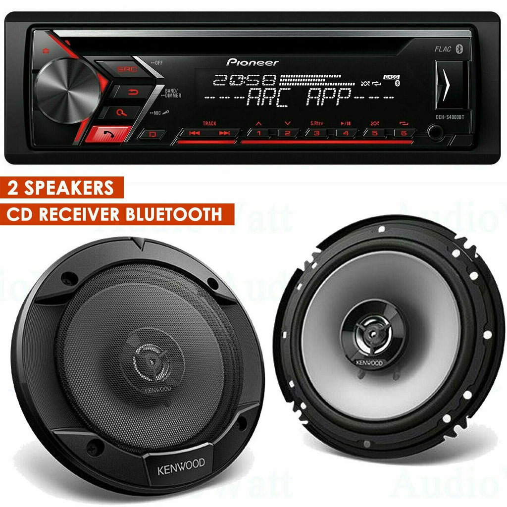 Pioneer DEH-S4000BT CD USB Bluetooth + 2x Kenwood KFC1666S 300W 6.5" Speakers - Sellabi