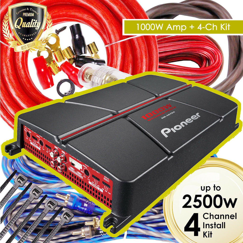 Pioneer GM-A6704 1000 Watt 4-Channel Class AB Car Audio Amplifier + 4-Ch Amp Kit - Sellabi