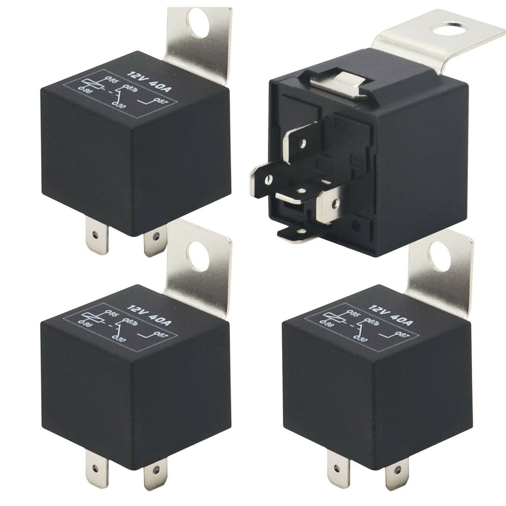 4  Pcs 12v 5 Pin SPDT 40 Amp Relay Socket Metal Tab Auto Car Audio Marine - Sellabi