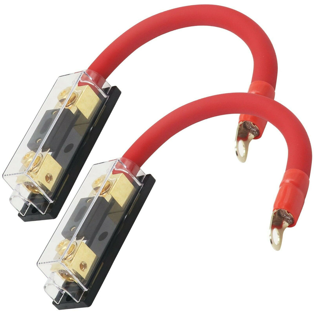 2x 200 AMP ANL Gold Terminal Fuse Holder BATTERY INSTALL KIT 0 GAUGE 1FT OFC RED - Sellabi