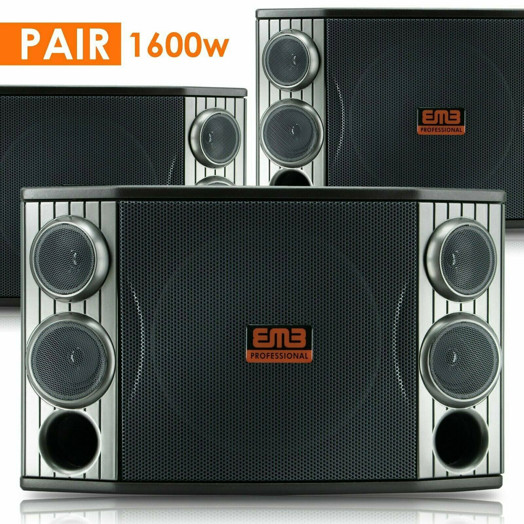 Pair of EMB KTV800 800W 10" 3-Way Karaoke Speaker KTV with Bass Reflex (2 Pcs) - Sellabi