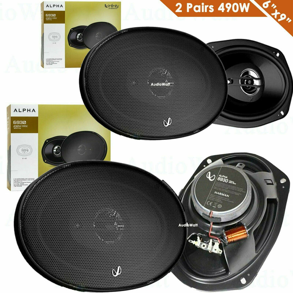 4x Infinity Alpha 6930 6" x 9" 490W 3-Way Car Audio Tweeter Coaxial Speaker NEW - Sellabi