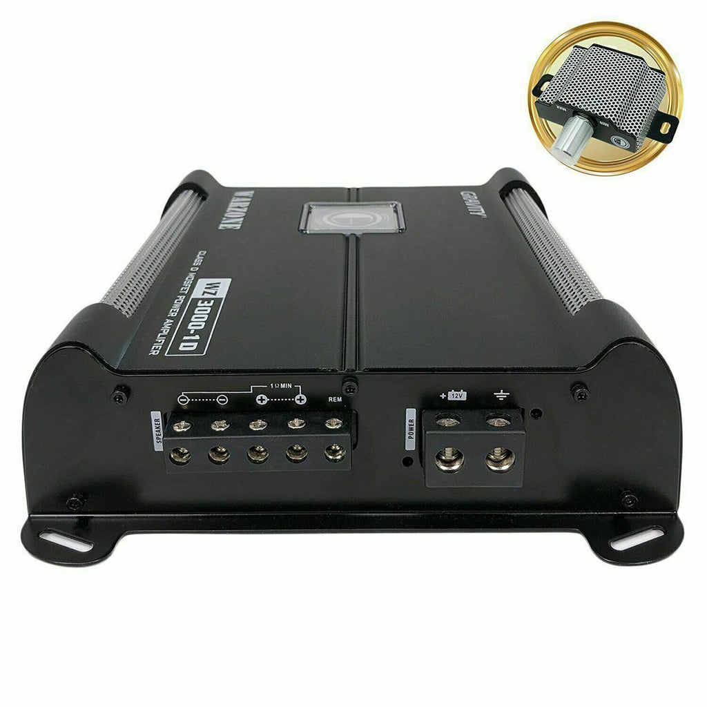 Gravity WZ3000.1D 3000W Amplifier + 2x Warzone WZ10D4 10-Inch Sub + 4 Ga Amp Kit - Sellabi