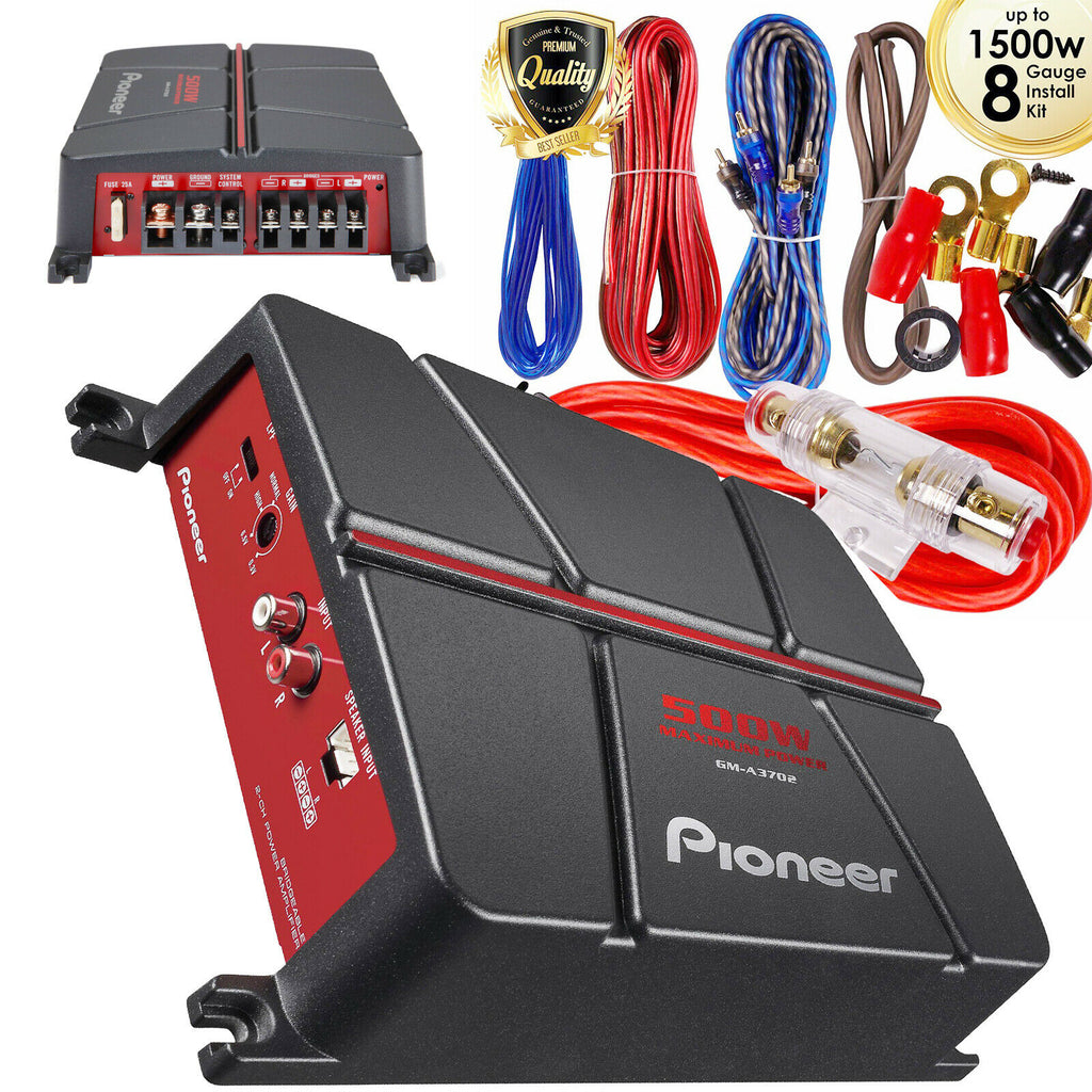 Pioneer GM-A3702 500 Watt 2-Channel Car Audio Full Range Amplifier + 8 Gauge Kii - Sellabi