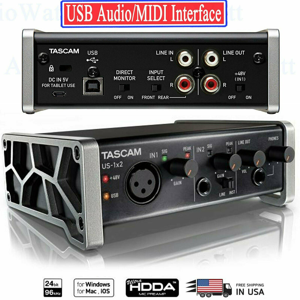 Tascam US-1x2 USB Audio/MIDI Interface with Microphone Preamps iOS Compatibility - Sellabi