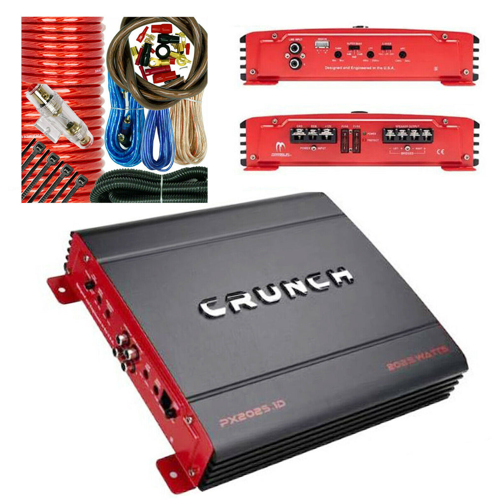 CRUNCH PX-2025.1D Crunch 2000 Watts Power X Mono Audio Amplifier + 4 Ga Amp Kit - Sellabi