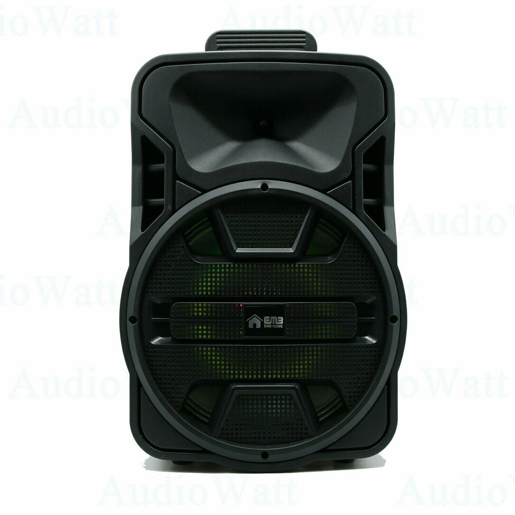 12" EMB 1200 Watts Portable Powered DJ Speaker Works iPhone Bluetooth AUX USB SD - Sellabi