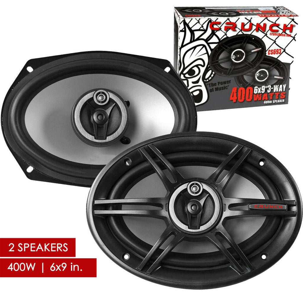 1 PAIR - CRUNCH CS693 6x9" 3-WAY 400 WATTS FULL RANGE SPEAKERS 6"x9"" CAR AUDIO - Sellabi