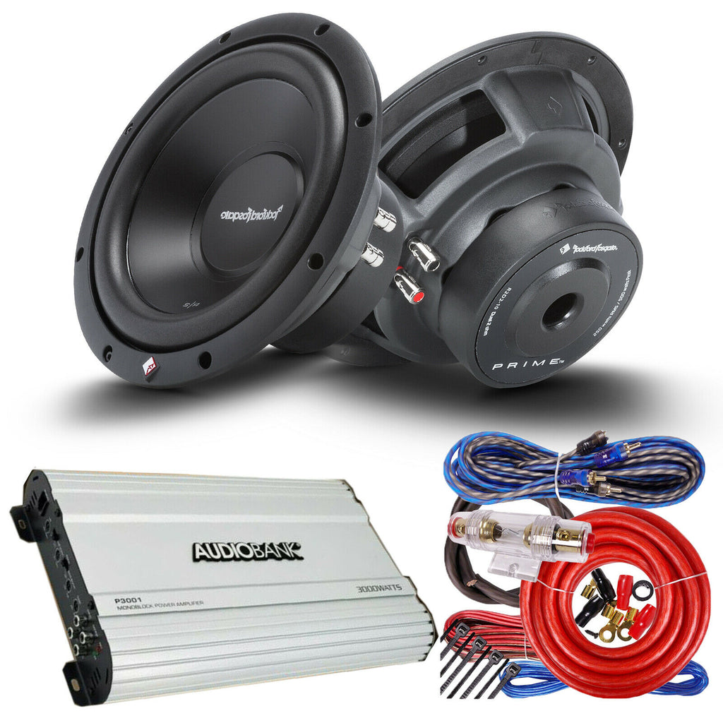 2x Rockford Fosgate R2D2-10 10" 1000W Subwoofer + P3001 Amplifier 3000W + Kit - Sellabi