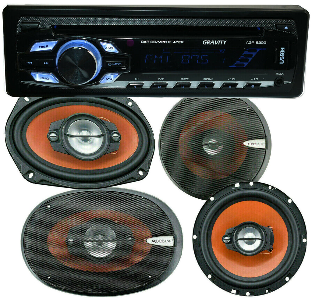 Gravity AGR-S202 Stereo Receiver + 4x Audiobank AB-790 + AB-674 Car Speakers - Sellabi