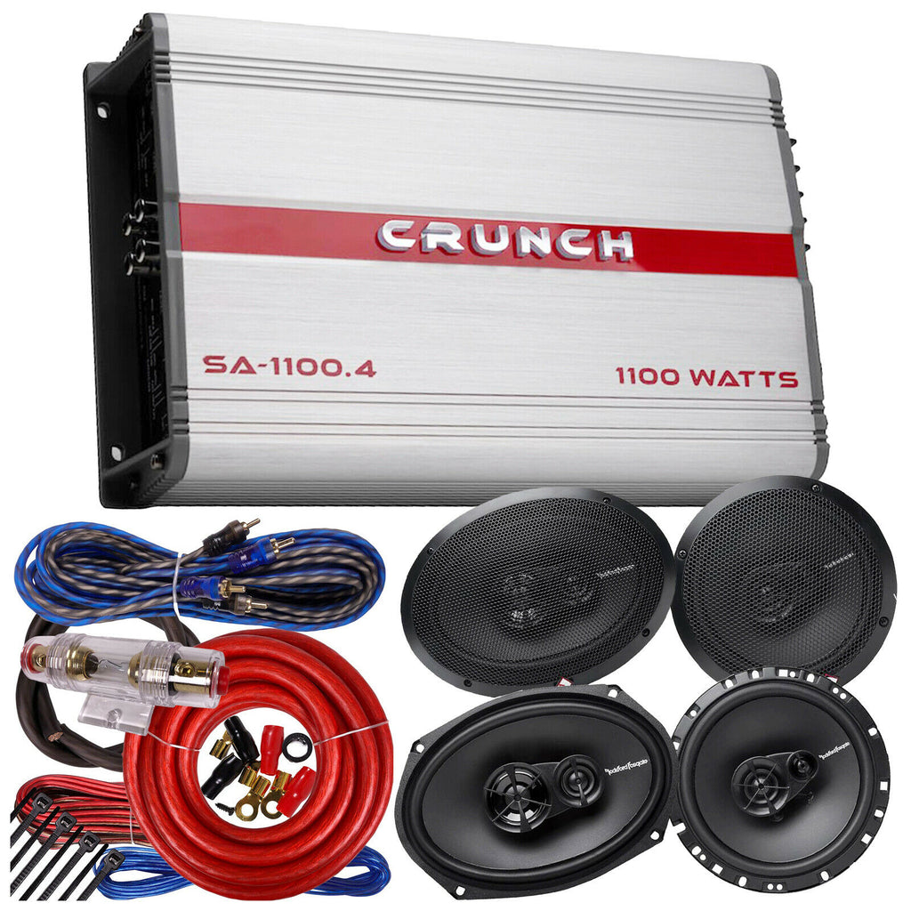 Crunch SA-1100.4 1100W 4-Ch Amplifier + 2x 6x9" 130W + 2x 6.5" 90W Speaker + Kit - Sellabi