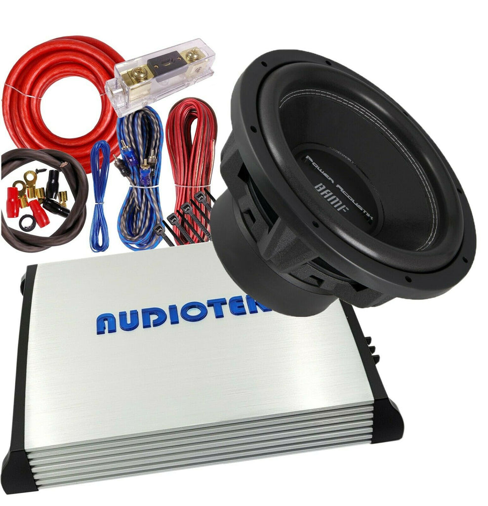 1x Power Acoustik BAMF-154 Subwoofer +Audiotek AT-4000M Amplifier + 0 Gauge Kit - Sellabi