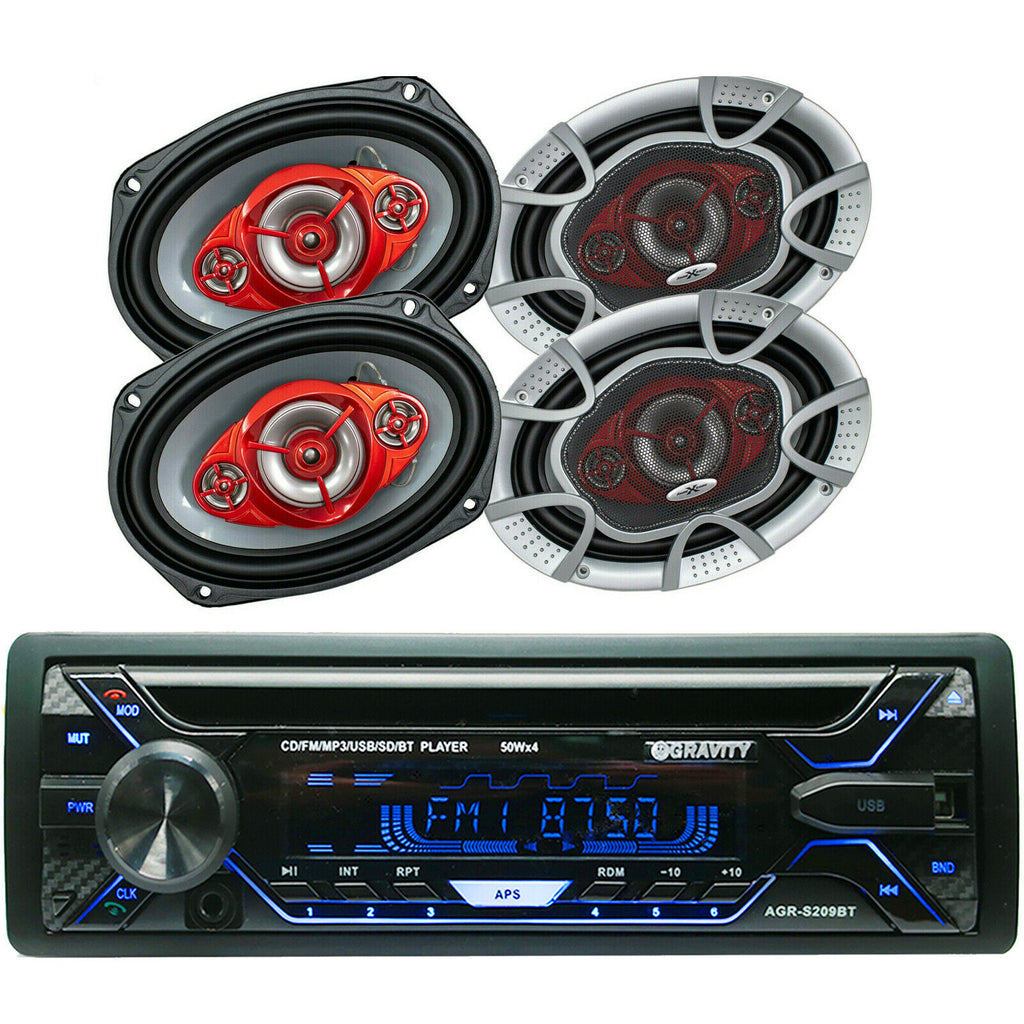 Gravity AGR-209BT CD Player w/ Bluetooth + 4x Soundxtreme ST-694 6"x9" Speakers - Sellabi