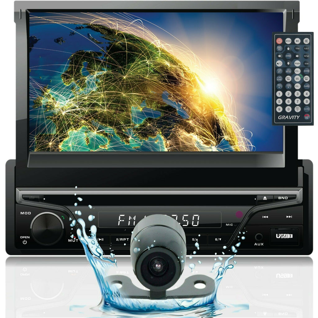 Gravity VGR-S740 Single DIN Touch DVD/CD Player Car Stereo W/ Bluetooth + Camera - Sellabi
