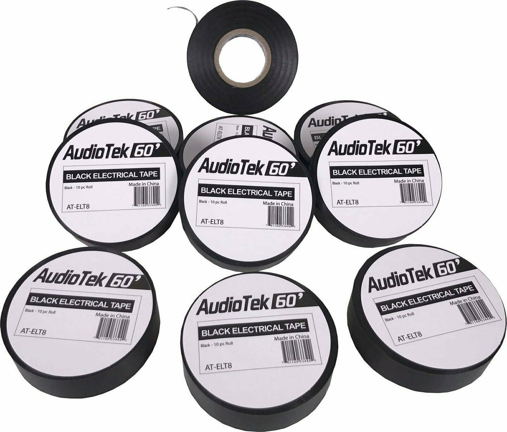 AT-ELT8 | Premium 60 ft Black Electrical Tape 10 pc Roll - Sellabi