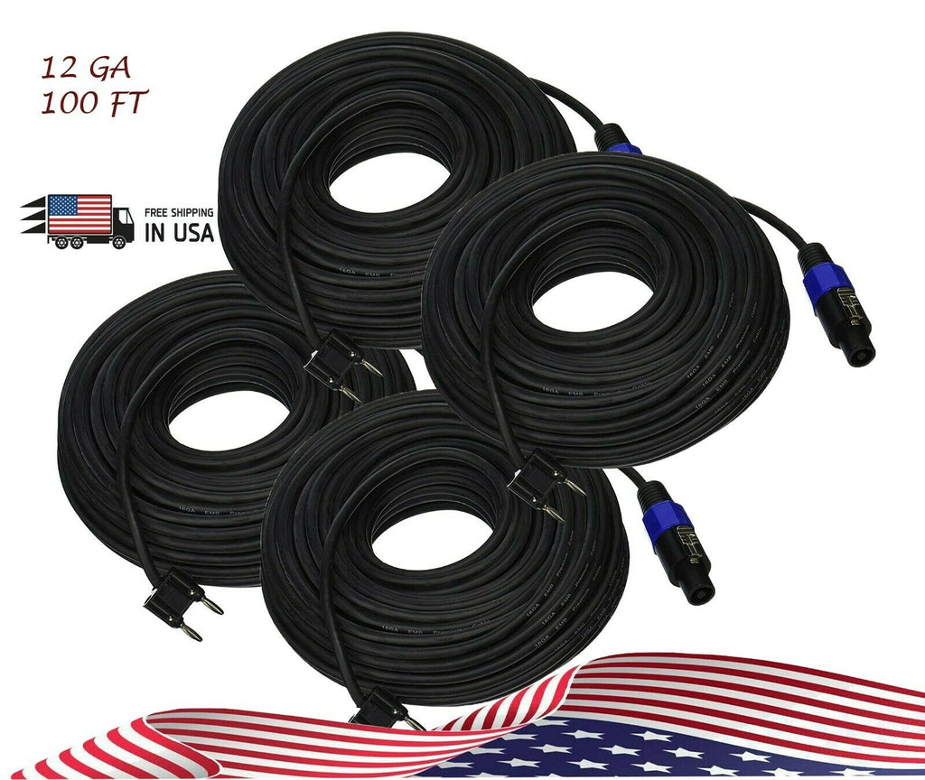 4x EMB Banana to Speakon 12 Gauge 100 Feet Premium Speaker Cable Wire | BS12100 - Sellabi