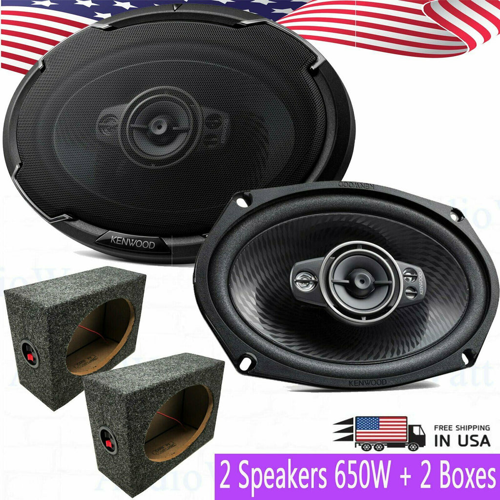 2x Kenwood KFC-6996PS 6" x 9" 5-Way Car Audio 650 Watts Speakers + 2 Boxes NEW - Sellabi