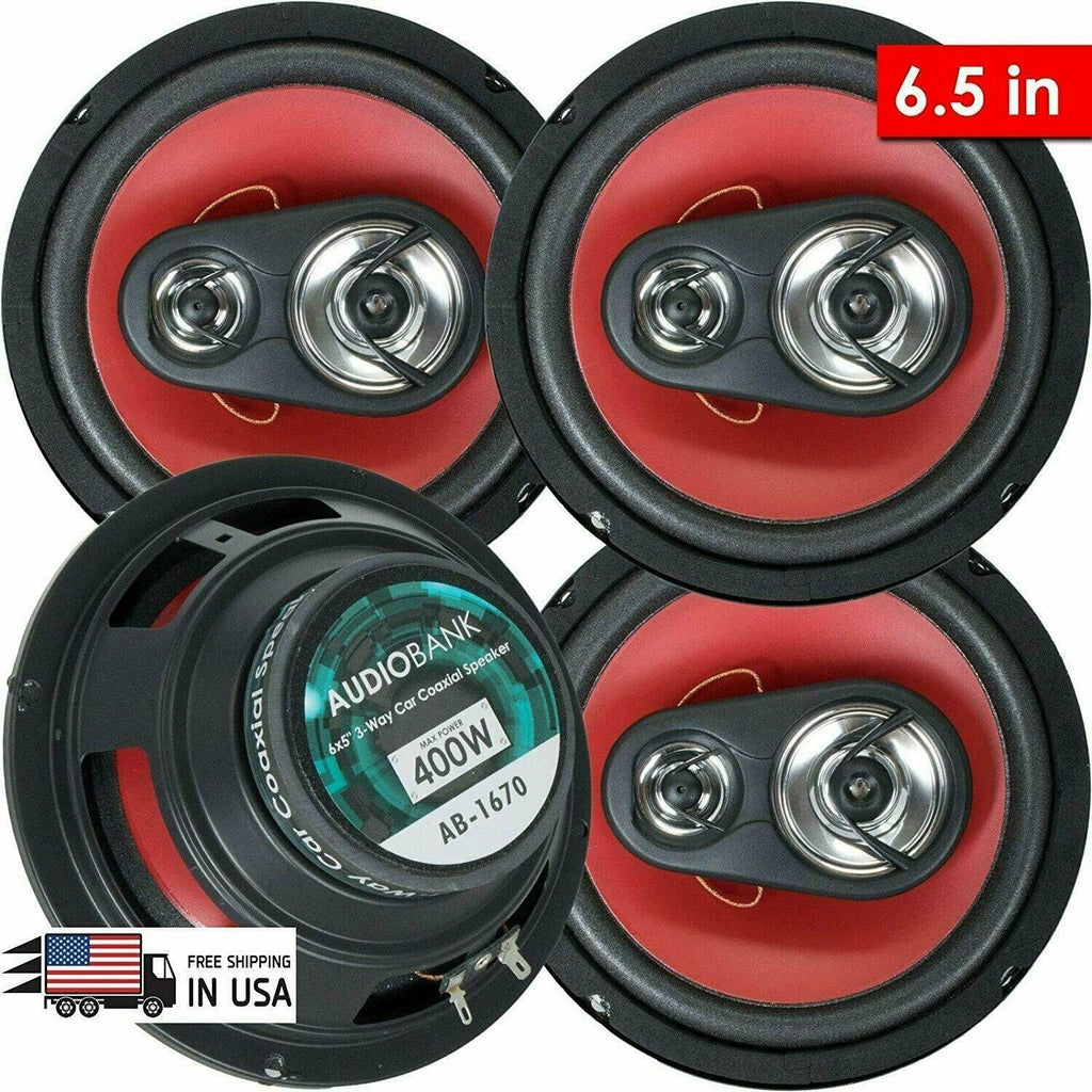 4x Audiobank 6.5"  3-Way  Car Audio Stereo Coaxial Speakers - AB1670 800 watt x4 - Sellabi